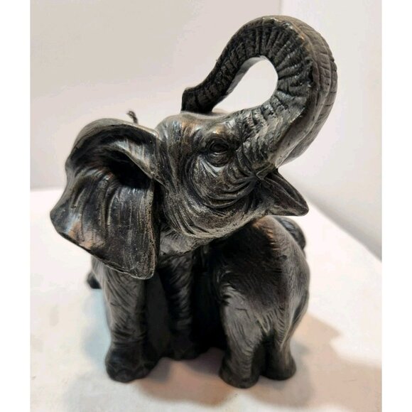 Vintage Grey Elephant And Calf Candle Realistic Great Details 7" Long by 6" Tall - Picture 6 of 13